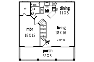 Floor Plan - Main Floor for Beach House Plan #45-215 - 2 bed, 2 bath