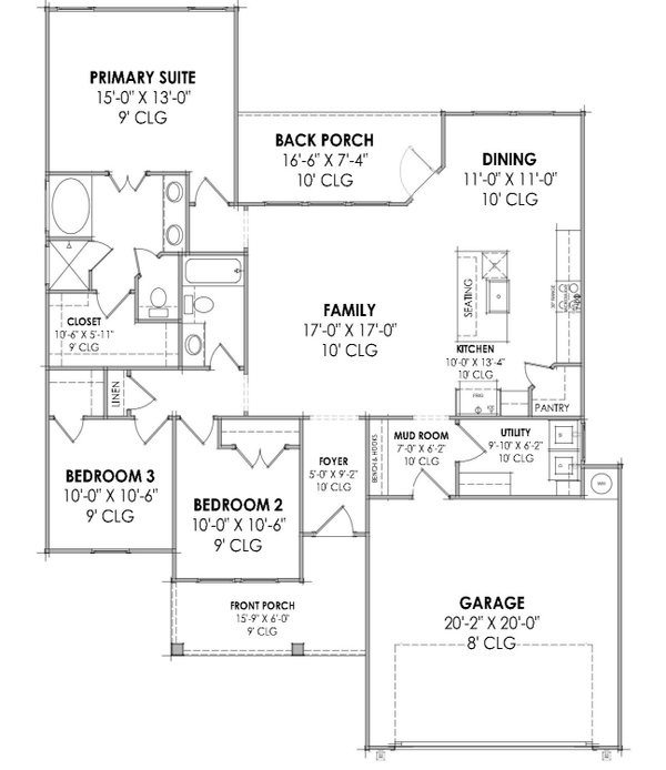 Craftsman Floor Plan - Main Floor Plan #1096-117