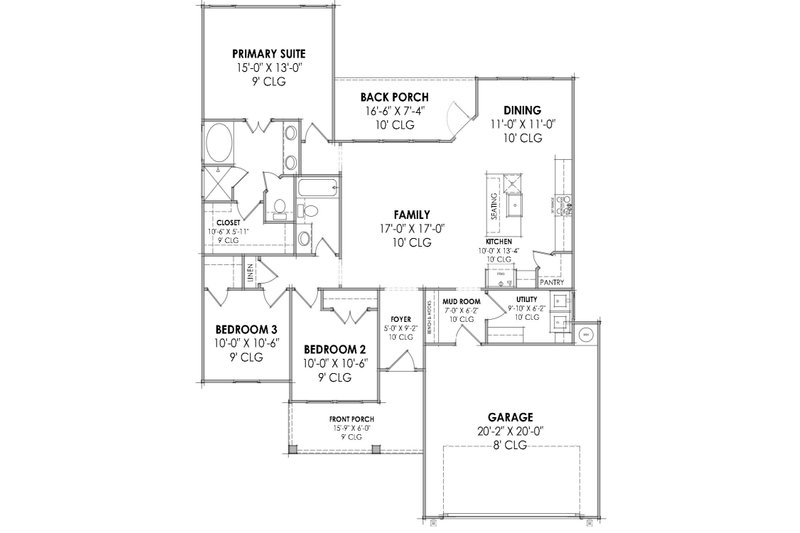 Home Plan - Floor Plan - Main Floor for Craftsman House Plan #1096-117 - 3 bed, 2 bath