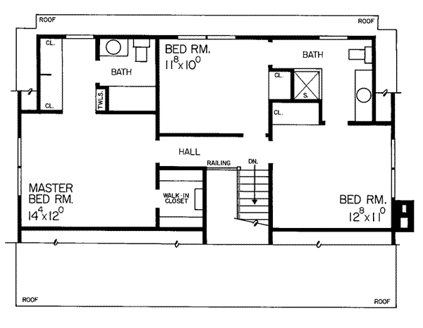 House Blueprint - Colonial Floor Plan - Upper Floor Plan #72-204