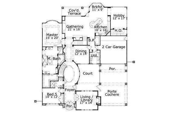 Floor Plan - Main Floor for European House Plan #411-848 - 6 bed, 5 bath