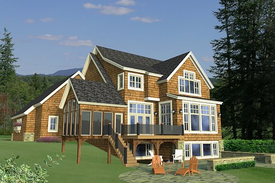 Exterior - Rear Elevation for Country House Plan #51-561 - 4 bed, 3.5 bath
