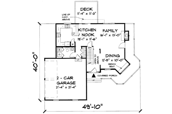 Floor Plan - Main Floor for Country House Plan #75-109 - 3 bed, 2.5 bath