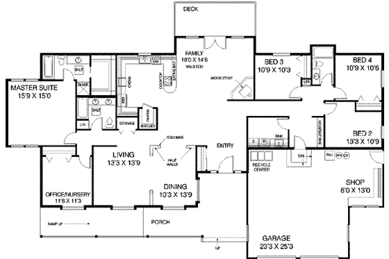 Floor Plan - Main Floor for Ranch House Plan #60-272 - 4 bed, 3 bath