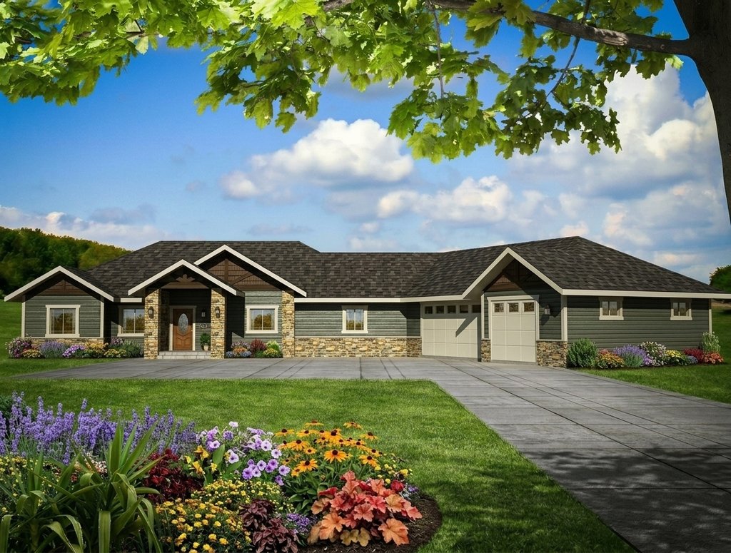 Exterior - Front Elevation 2 for Craftsman House Plan #117-1113 - 4 bed, 4 bath