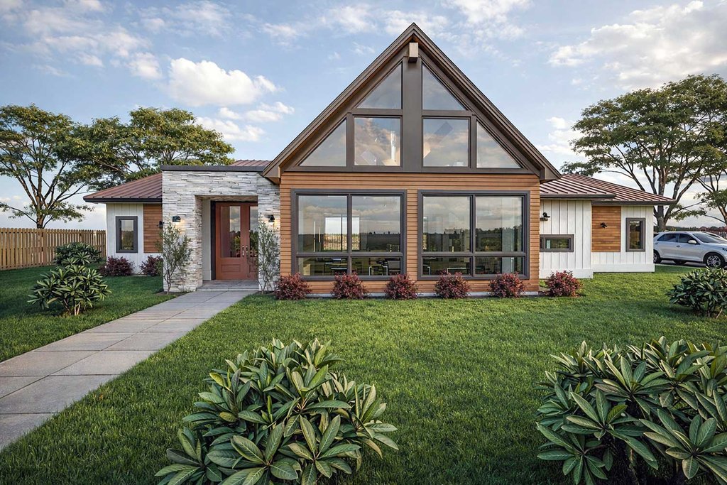 Exterior - Front Elevation 3 for Cabin House Plan #1101-66 - 2 bed, 2 bath