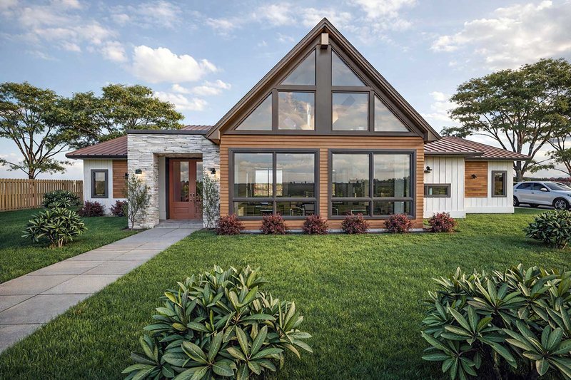 House Blueprint - Exterior - Front Elevation 3 for Cabin House Plan #1101-66 - 2 bed, 2 bath