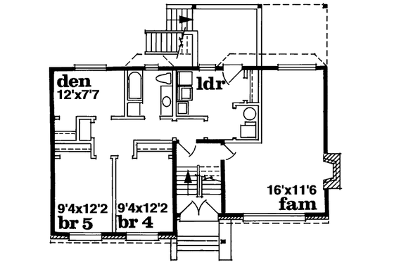 Floor Plan - Lower Floor for Traditional House Plan #47-160 - 3 bed, 2 bath