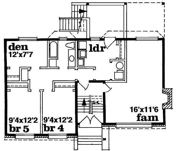 Traditional Floor Plan - Lower Floor Plan #47-160