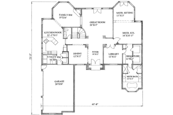 Floor Plan - Main Floor for Traditional House Plan #136-104 - 4 bed, 3.5 bath