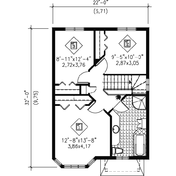 Traditional Floor Plan - Upper Floor Plan #25-4052