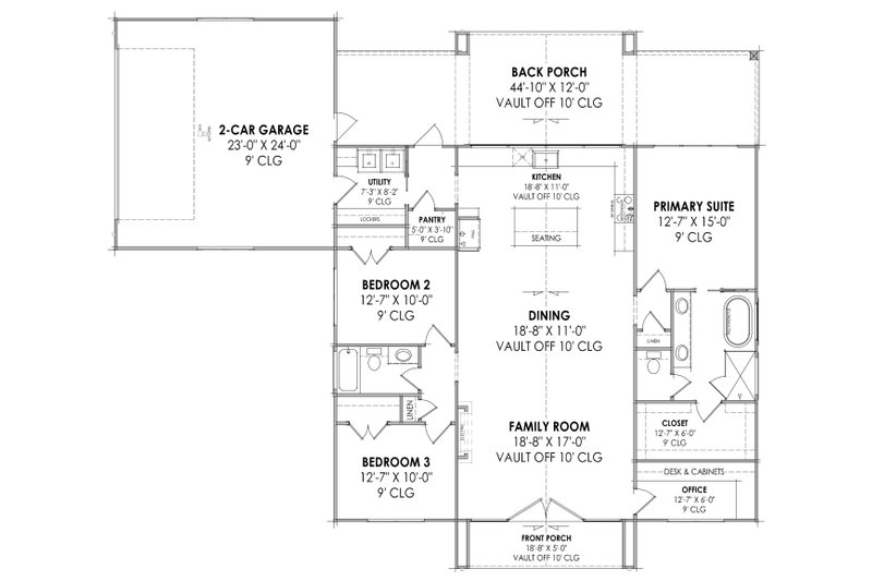 House Design - Floor Plan - Main Floor for Ranch House Plan #1096-112 - 3 bed, 2 bath
