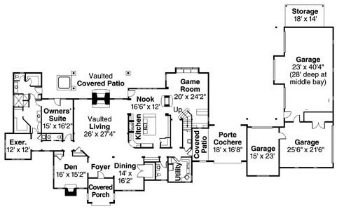 Floor Plan - Main Floor for Tudor House Plan #124-748 - 3 bed, 2.5 bath