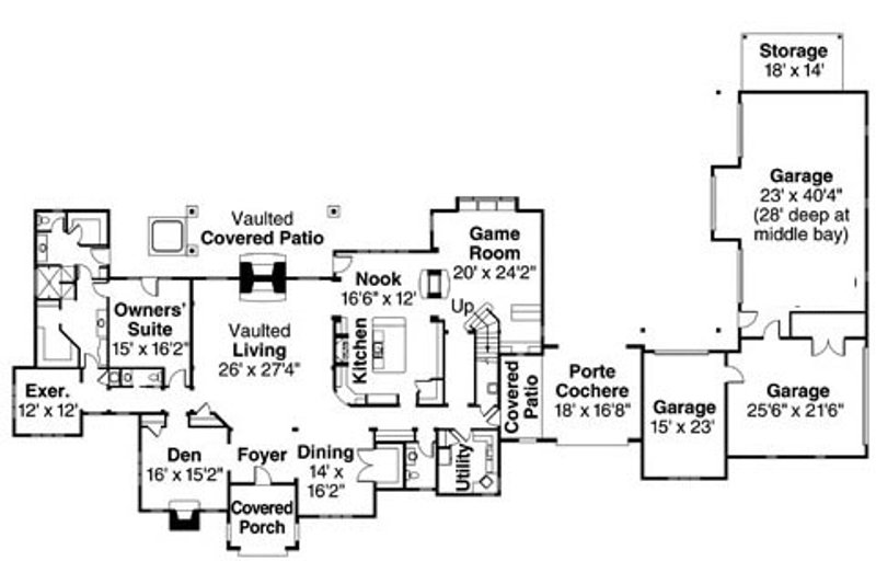 House Plan Design - Floor Plan - Main Floor for Tudor House Plan #124-748 - 3 bed, 2.5 bath