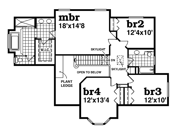 European Floor Plan - Upper Floor Plan #47-375