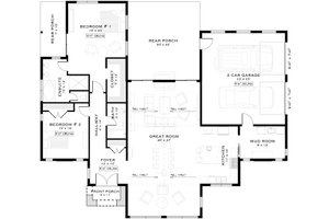 Floor Plan - Main Floor for Cabin House Plan #1101-66 - 2 bed, 2 bath