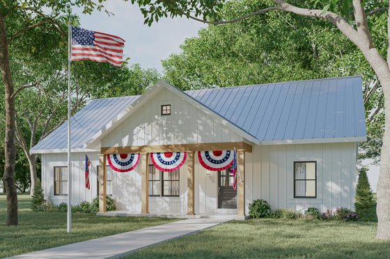 Exterior - Front Elevation 3 for Farmhouse House Plan #44-270 - 3 bed, 2 bath