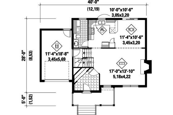 Floor Plan - Main Floor for Traditional House Plan #25-4696 - 3 bed, 1 bath