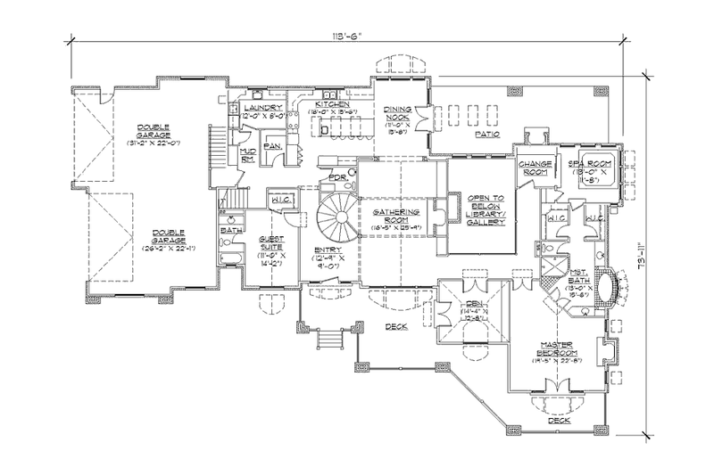 House Design - Floor Plan - Main Floor for European House Plan #5-429 - 5 bed, 4 bath