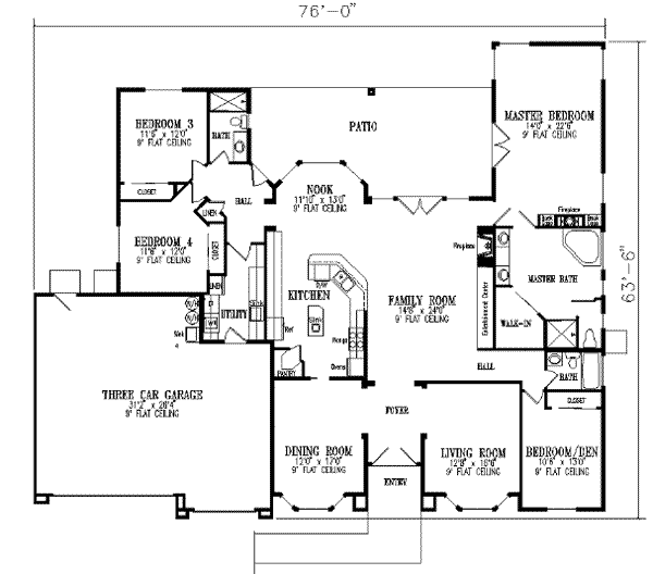 Architectural House Design - Mediterranean Floor Plan - Main Floor Plan #1-671