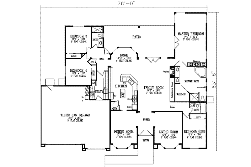 Home Plan - Floor Plan - Main Floor for Mediterranean House Plan #1-671 - 4 bed, 3 bath