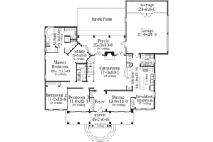 Floor Plan - Main Floor for Southern House Plan #406-104 - 3 bed, 2.5 bath