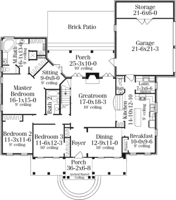Architectural House Design - Southern Floor Plan - Main Floor Plan #406-104