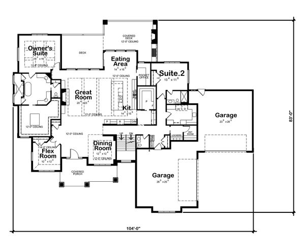 Architectural House Design - Craftsman Floor Plan - Main Floor Plan #20-2338