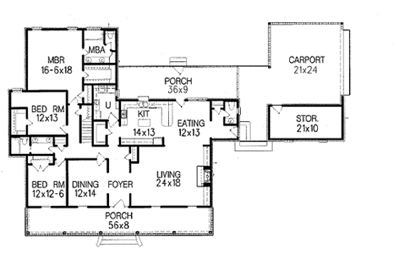 Floor Plan - Main Floor for Southern House Plan #15-133 - 3 bed, 2.5 bath