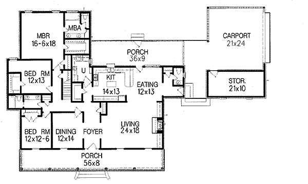 Southern Floor Plan - Main Floor Plan #15-133