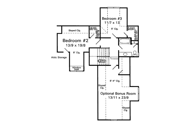 Home Plan - Floor Plan - Upper Floor for Traditional House Plan #41-151 - 3 bed, 2.5 bath