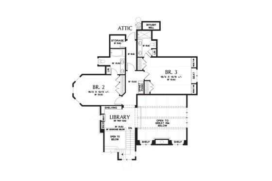 Floor Plan - Upper Floor for European House Plan #48-625 - 3 bed, 3.5 bath