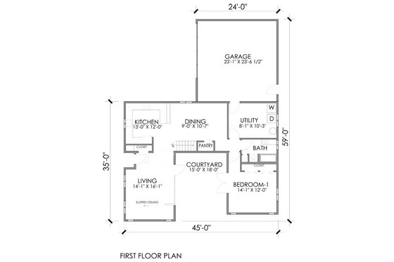Floor Plan - Main Floor for Modern House Plan #518-9 - 4 bed, 3 bath