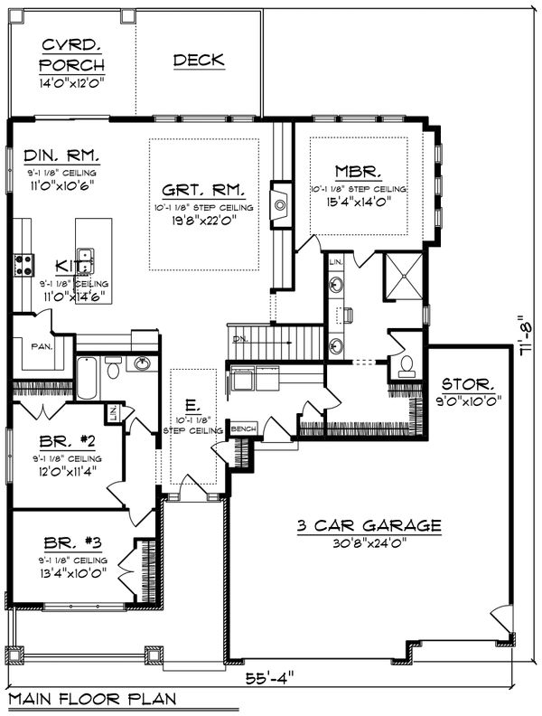 Architectural House Design - Ranch Floor Plan - Main Floor Plan #70-1485