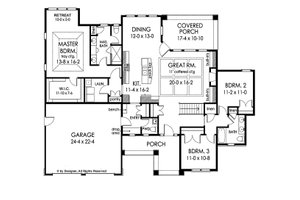 Floor Plan - Main Floor for Ranch House Plan #1010-212 - 3 bed, 2.5 bath