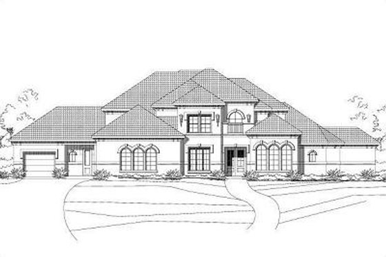 Exterior - Front Elevation for European House Plan #411-291 - 5 bed, 3 bath