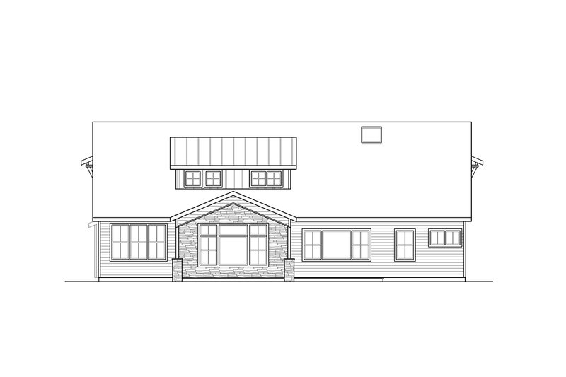 House Blueprint - Exterior - Rear Elevation for Craftsman House Plan #124-1355 - 5 bed, 3.5 bath