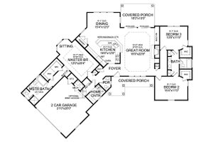 Floor Plan - Main Floor for Craftsman House Plan #456-22 - 3 bed, 2.5 bath
