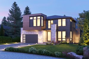 Exterior - Front Elevation 4 for Contemporary House Plan #1066-162 - 5 bed, 5.5 bath