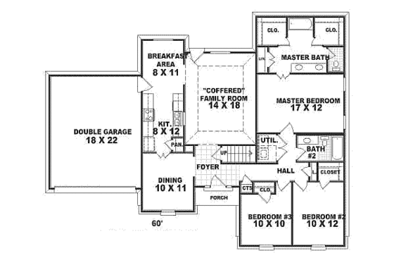 Floor Plan - Main Floor for Traditional House Plan #81-516 - 3 bed, 2 bath