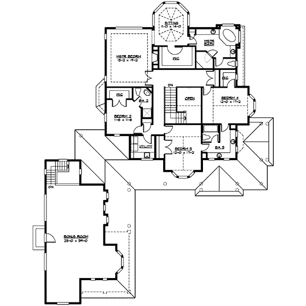 Country Floor Plan - Upper Floor Plan #132-176