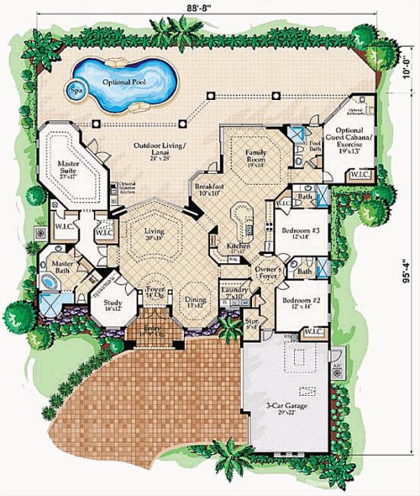 Mediterranean Floor Plan - Main Floor Plan #27-229