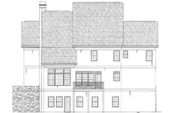Exterior - Rear Elevation for European House Plan #119-138 - 3 bed, 3 bath