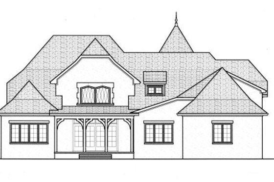 Exterior - Rear Elevation for European House Plan #413-835 - 5 bed, 4 bath