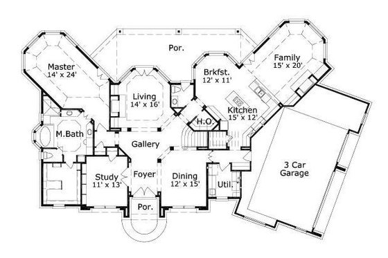 Floor Plan - Main Floor for European House Plan #411-512 - 4 bed, 4.5 bath