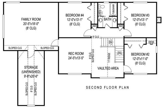 Floor Plan - Upper Floor for Country House Plan #11-231 - 5 bed, 2.5 bath