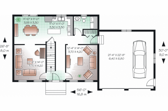 Floor Plan - Main Floor for Country House Plan #23-2261 - 4 bed, 1.5 bath