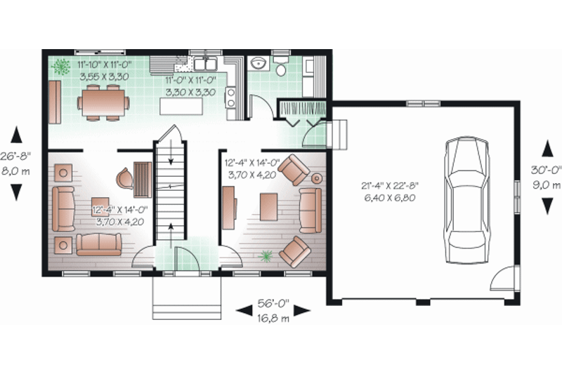 Dream House Plan - Floor Plan - Main Floor for Country House Plan #23-2261 - 4 bed, 1.5 bath