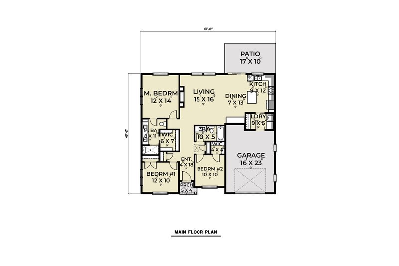 House Plan Design - Floor Plan - Main Floor for Ranch House Plan #1070-184 - 3 bed, 2 bath