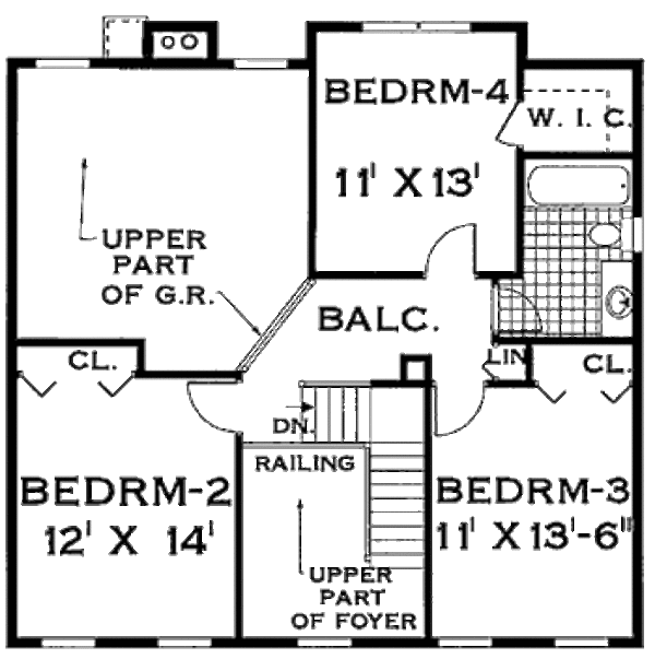 House Plan Design - Colonial Floor Plan - Upper Floor Plan #3-228